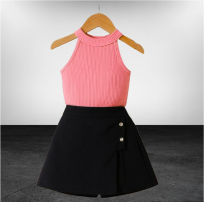 RIYASNHI Girls Casual Top Shorts(Pink, Black)