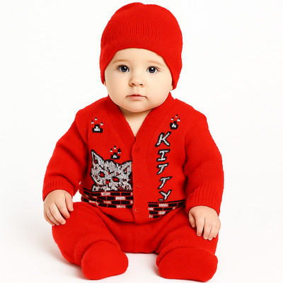 FAEEPY Baby Boys & Baby Girls Casual Sweater Pyjama(Red)