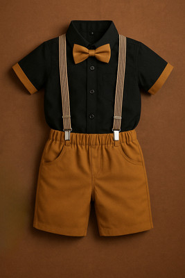 Drapezilla Baby Boys & Baby Girls Party(Festive) Shirt Shirt, Shorts, Belt(Khakhi)