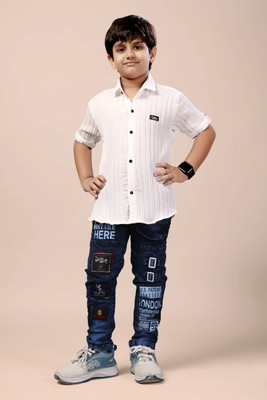 Clothadle Baby Boys Casual Shirt Jeans(WHITE)