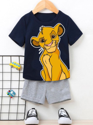 Mimmy Kids Baby Boys Casual T-shirt Trouser(Navy Blue)