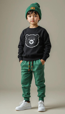 ACTLIVE Baby Boys Casual T-shirt Pant(BLACK)