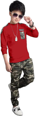 ZIKIGO Boys Party(Festive) Track Pants T-shirt(Red)