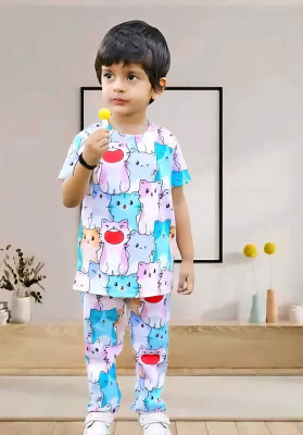 STYPAYAL Boys Casual T-shirt Pant(Blue)