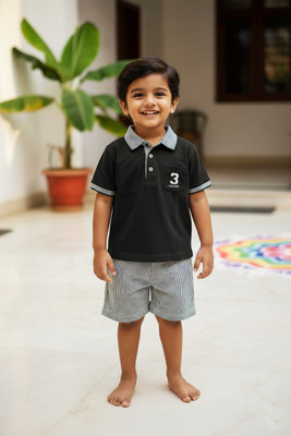 pehraava Baby Boys Party(Festive) T-shirt Shorts(BLACK)