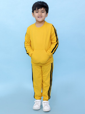 Chandrika Boys Casual T-shirt Track Pants(MUSTARD)
