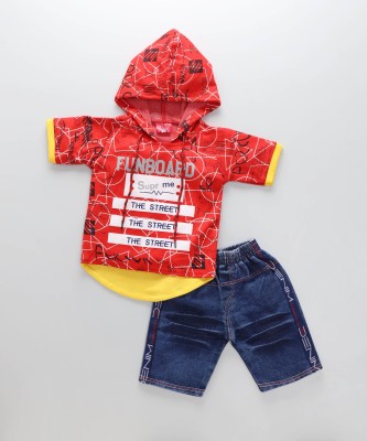 Ajmer Dresses Baby Boys & Baby Girls Casual T-shirt Shorts(Red)