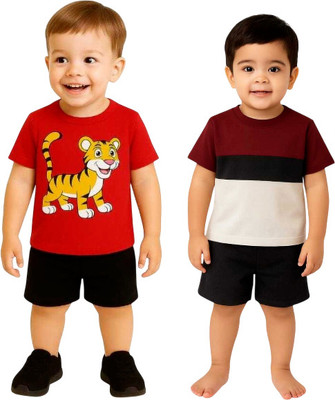 SEGRO Baby Boys & Baby Girls Casual T-shirt Shorts(RED, MEHROON)