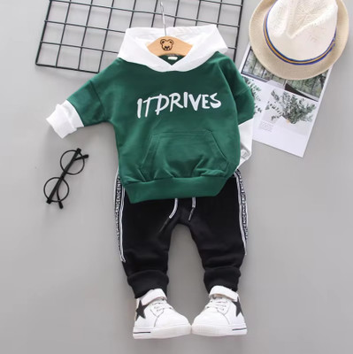 Mayneisha Baby Boys & Baby Girls Casual Sweatshirt Track Pants(Green-Black)