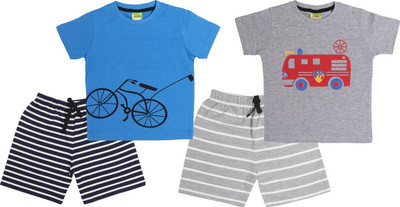 ShreyashCollection Baby Boys Casual T-shirt Shorts(GreyB - Sky Blue)