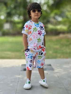 RattanFabrics Boys Casual T-shirt Pant(White)