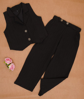 AKD FASHION Girls Party(Festive) Pant Top(Black)