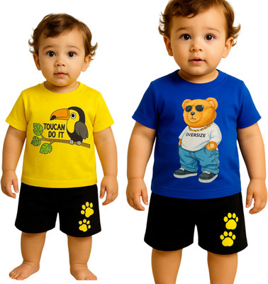 SEGRO Baby Boys & Baby Girls Casual T-shirt Shorts(GOLD, ROYAL)