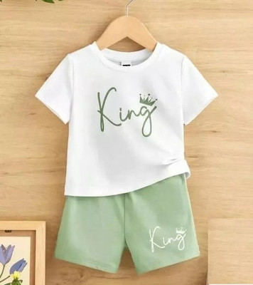Cutevibe Baby Boys & Baby Girls Casual T-shirt Shorts(WHITE)