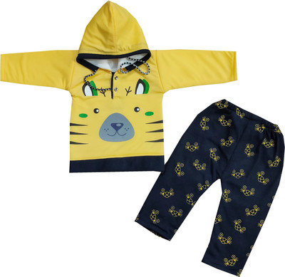 Siddhi Enterprises Baby Boys & Baby Girls Party(Festive) T-shirt Pyjama(YELLOW)