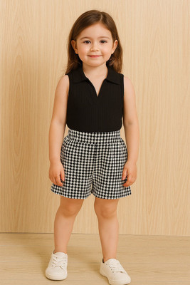 HouseOfCommon Baby Girls Party(Festive) Top Shorts(Black)