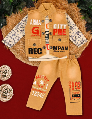 K DRESSES Boys Party(Festive) Jacket Jeans(BROWN STYLE 1)