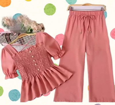 Brave One Girls Casual Pyjama Top, Pant(Pink)