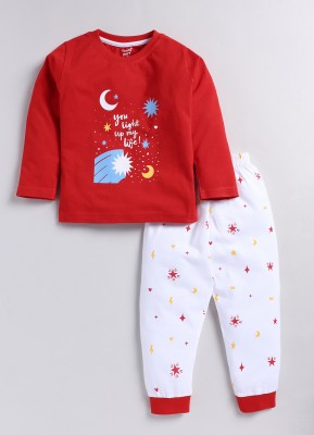 TOONYPORT Baby Boys & Baby Girls Casual T-shirt Pant(Red)