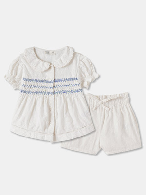 R&B Baby Girls Casual Top Shorts(BEIGE)