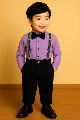 Bleckz Someck Boys Party(Festive) Shirt Pant(Purple)