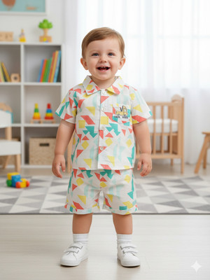 Pompidou Baby Boys Casual Shirt Pant(Turquise)