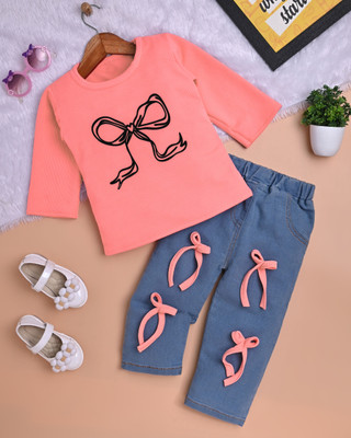 RRJ Fashion Girls Party(Festive) T-shirt Jeans(peach)