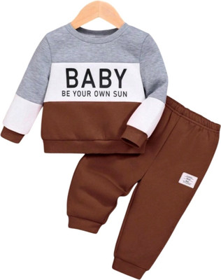 PROMISE KID Baby Boys & Baby Girls Party(Festive) Sweatshirt Sweatpant(brown)
