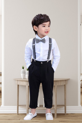 KRIYU CREATION Boys & Girls Party(Festive) Shirt Pant(White)