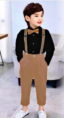 RADHECREATION Boys Party(Festive) Shirt Pant, Suspenders, Bow Tie(BLACK)