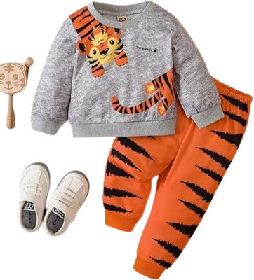 ALL KIDSS CHOICE Baby Boys & Baby Girls Casual T-shirt Pant(Orange)
