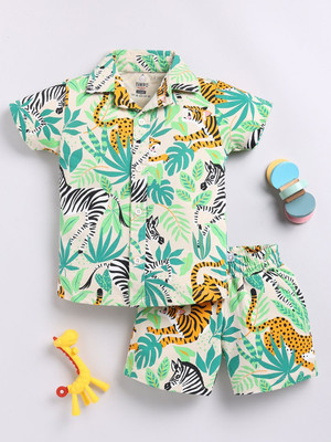 YK X Tinyo Boys Casual Shirt Shorts(Green)