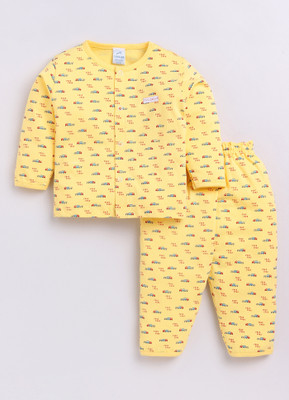 Dollar Baby Boys Printed Yellow Shirt & Pyjama set