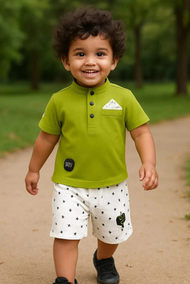 Fabfashion Baby Boys Party(Festive) T-shirt Shorts(GREEN)