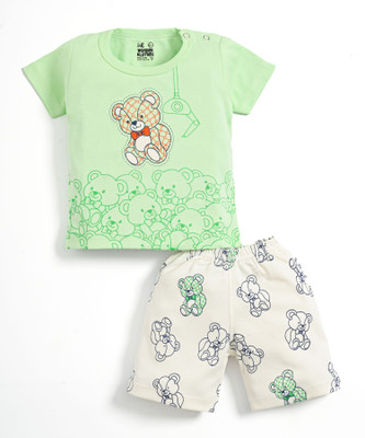 Wonder Klothes Baby Boys & Baby Girls Casual T-shirt Pant(Green)