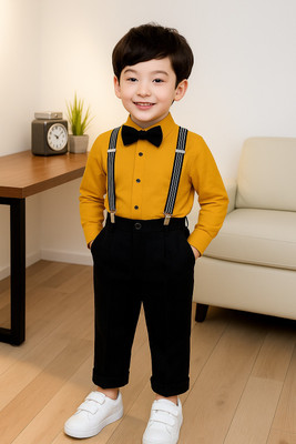 Bleckz Someck Boys Party(Festive) Shirt Pant(Yellow)