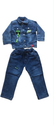 aksa Baby Boys & Baby Girls Party(Festive) Jacket Jeans(BLUE AND WHITE)