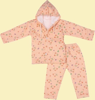 SwellSwag Baby Boys & Baby Girls Casual Sweatshirt Pyjama(Orange)