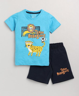 Lazy Shark Boys Casual T-shirt Shorts(Blue)