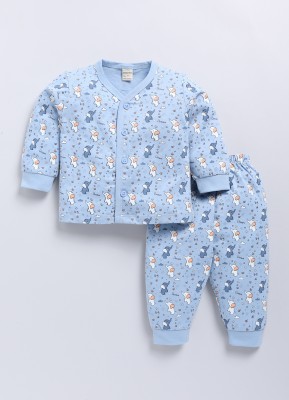 GIGGLY FOX Baby Boys & Baby Girls Casual Top Pant(Light Sky)