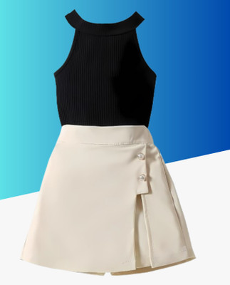 MENVVY Baby Girls Party(Festive) Top Shorts(BLACK)