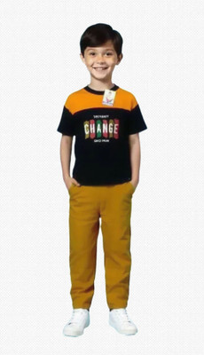 Aroma style Boys Casual T-shirt Pant(Brown)