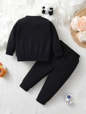 MUCARE Baby Boys & Baby Girls Casual T-shirt Trouser, Track Pants(Black)