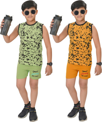 INDIA FASHION FAB Boys & Girls Casual Vest Shorts(TANDAI(YELLOW & GREEN) JOURNEY-SET)