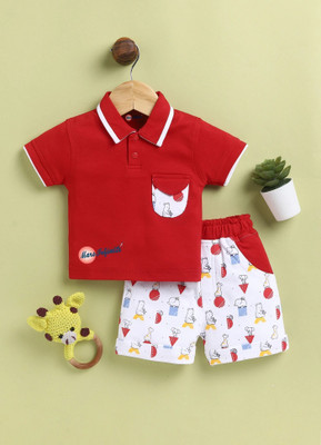 Mars Infiniti Baby Boys Casual T-shirt Shorts(Red)