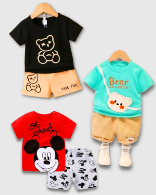 Sahabaj Baby Boys & Baby Girls Casual T-shirt Shorts(black, red, light blue)