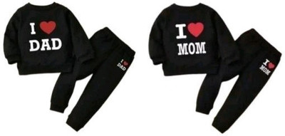 Shrebala Baby Boys & Baby Girls Casual T-shirt Pant(Black)