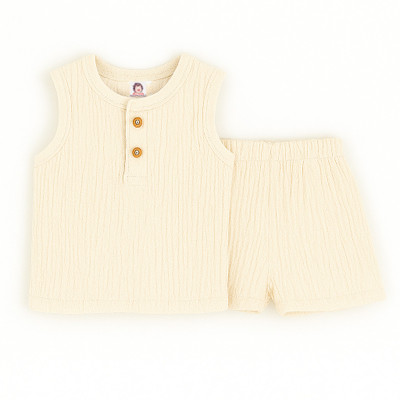 TinyChuckles Baby Boys & Baby Girls Casual Top Pyjama(Beige)