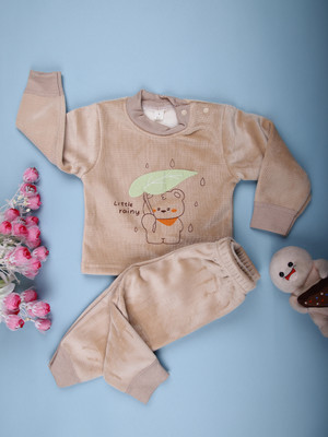V-MART Baby Boys Casual T-shirt Pyjama(Brown)