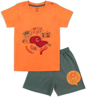 Born Babiees Baby Boys & Baby Girls Casual T-shirt Shorts(Orange)